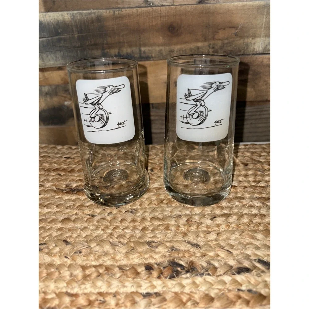 Vintage‎ BC Comic Johnny Hart Caveman Highball Glasses Set Of 2
